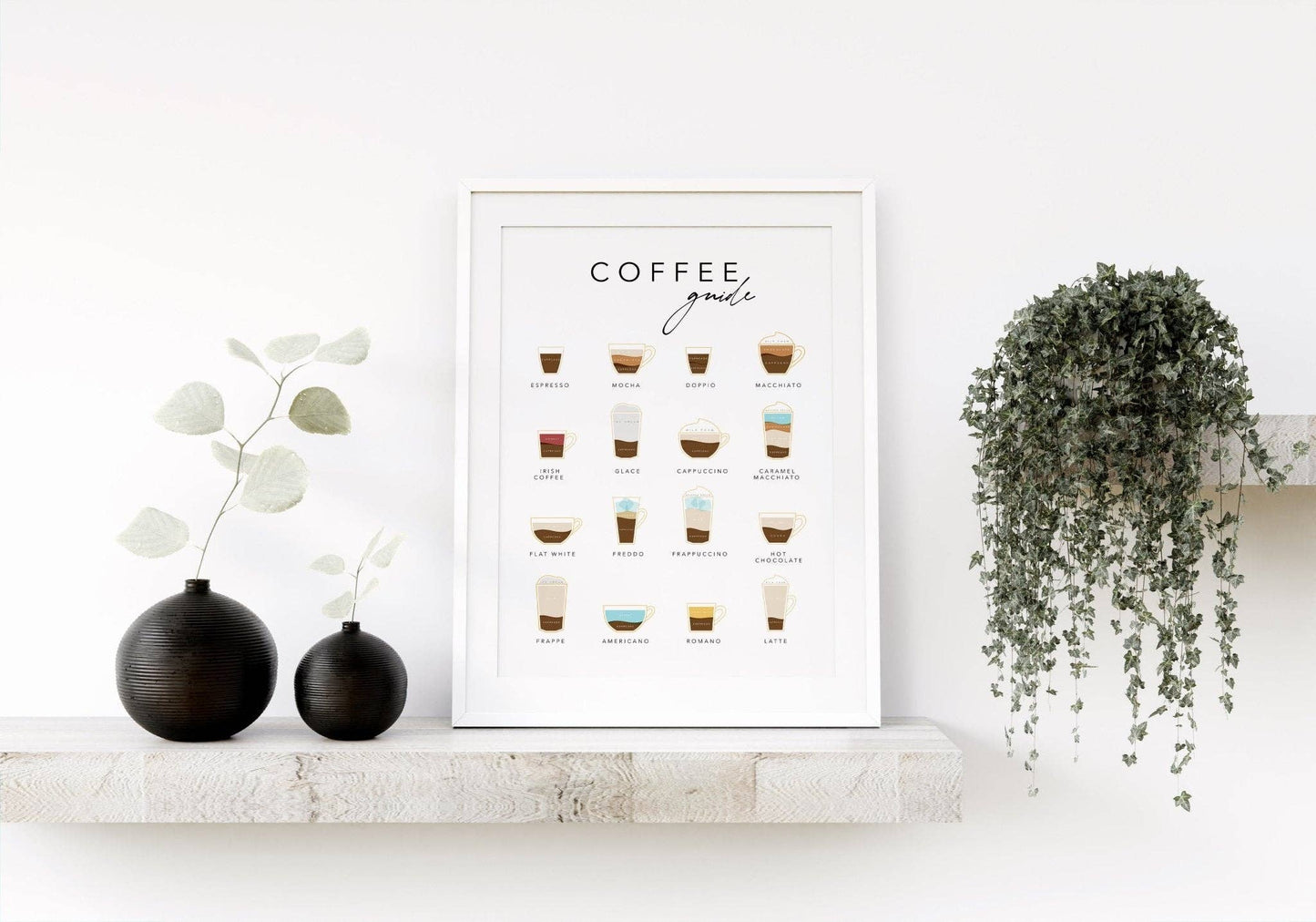 Coffee Menu Kitchen Wall Art: A4