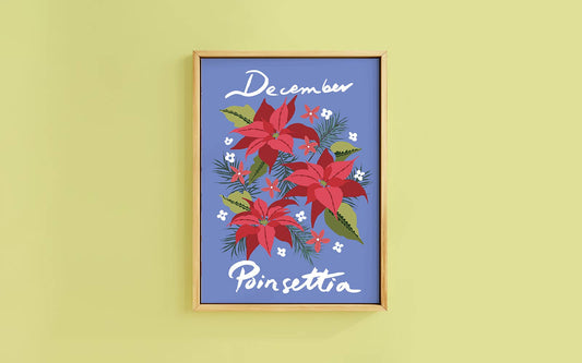 Birth Flower Print December - Poinsettia - A6