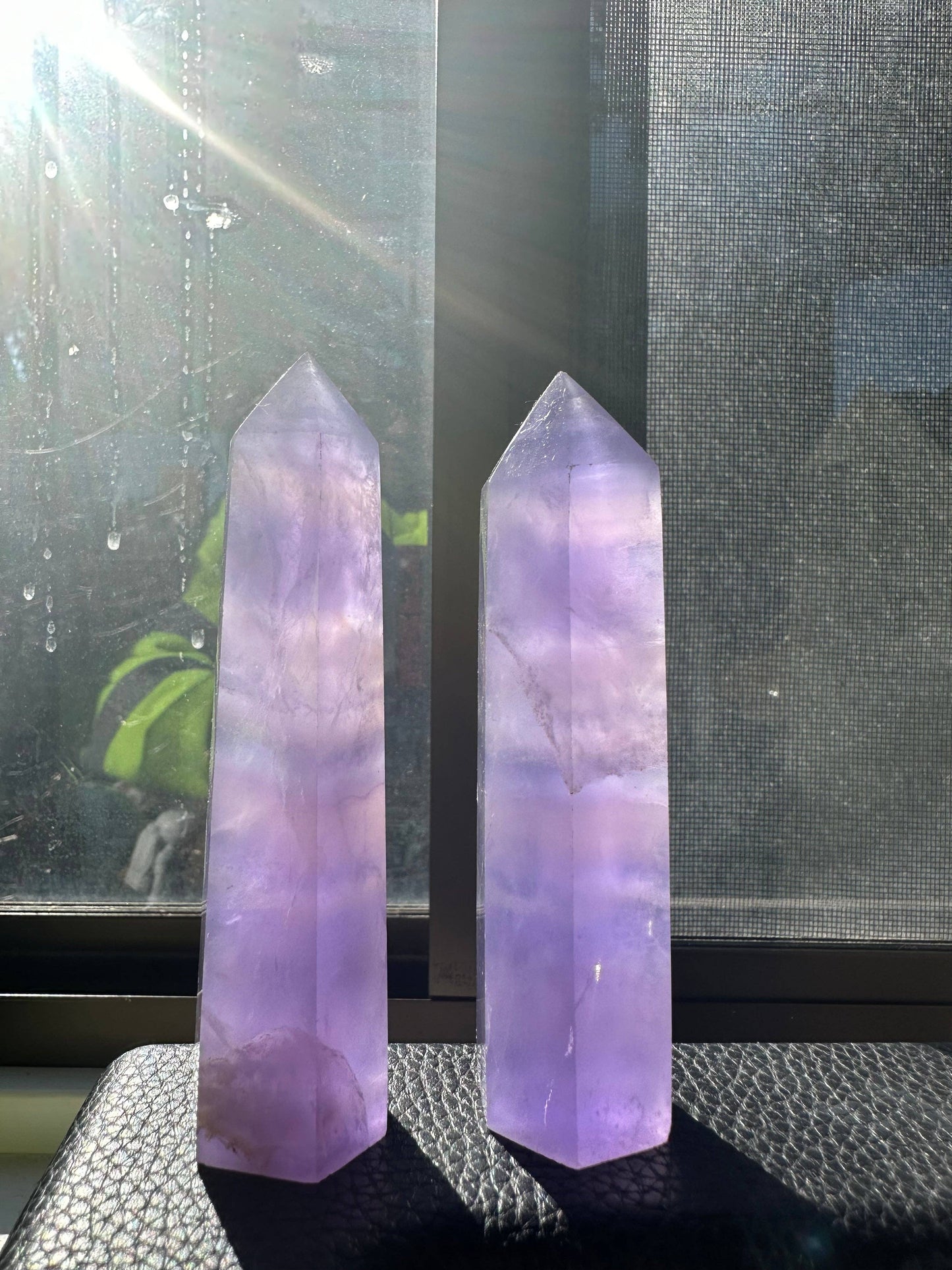 Purple Fluorite Crystal Obelisk Tower Point