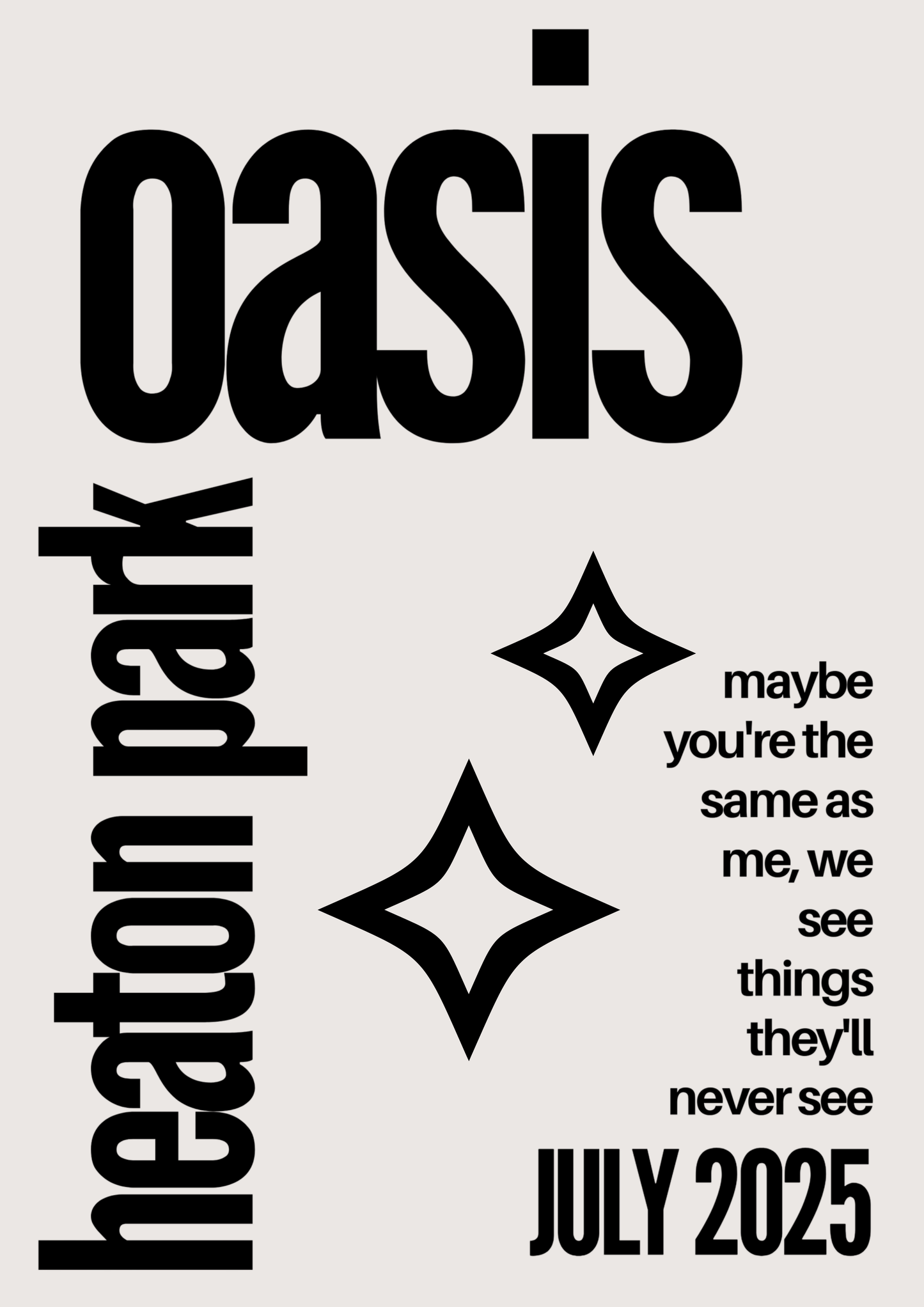 Oasis Heaton Park inspired print : A4