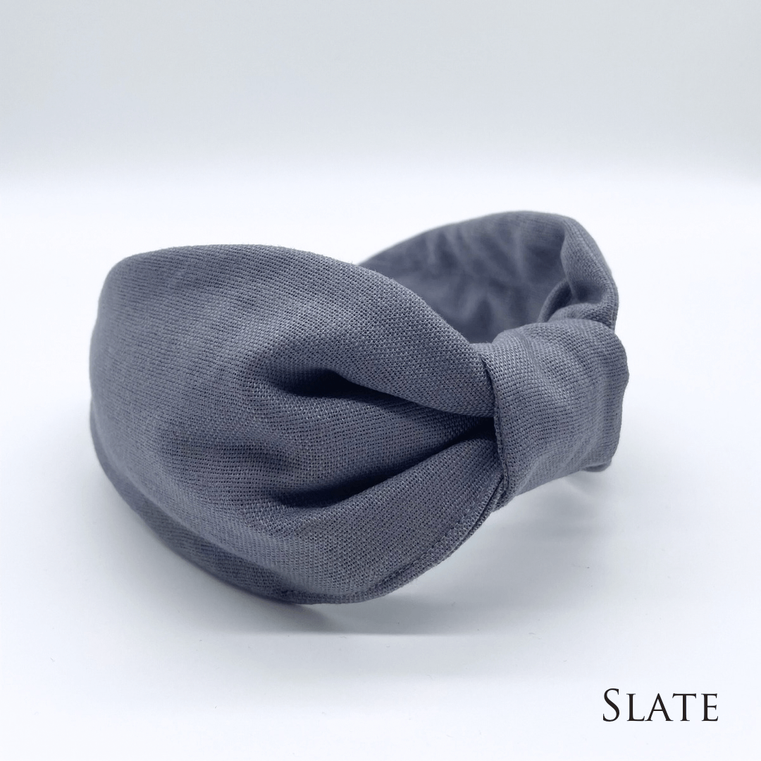 Luxury Linen Flat Knot Headband - 8 COLOURS: Fern