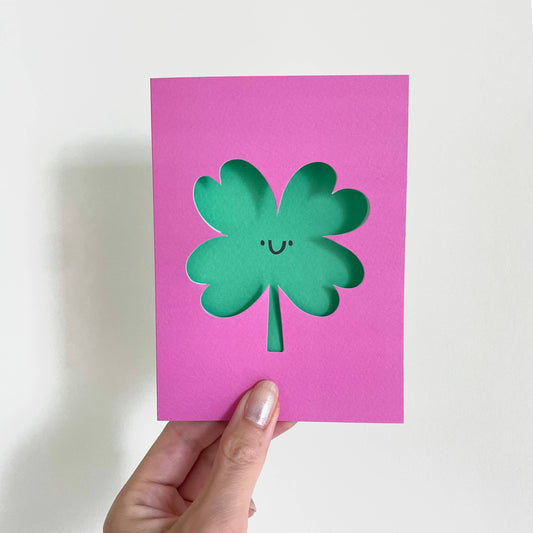 Clover - Good Luck Card - Cute - Die Cut - Irish - New Start