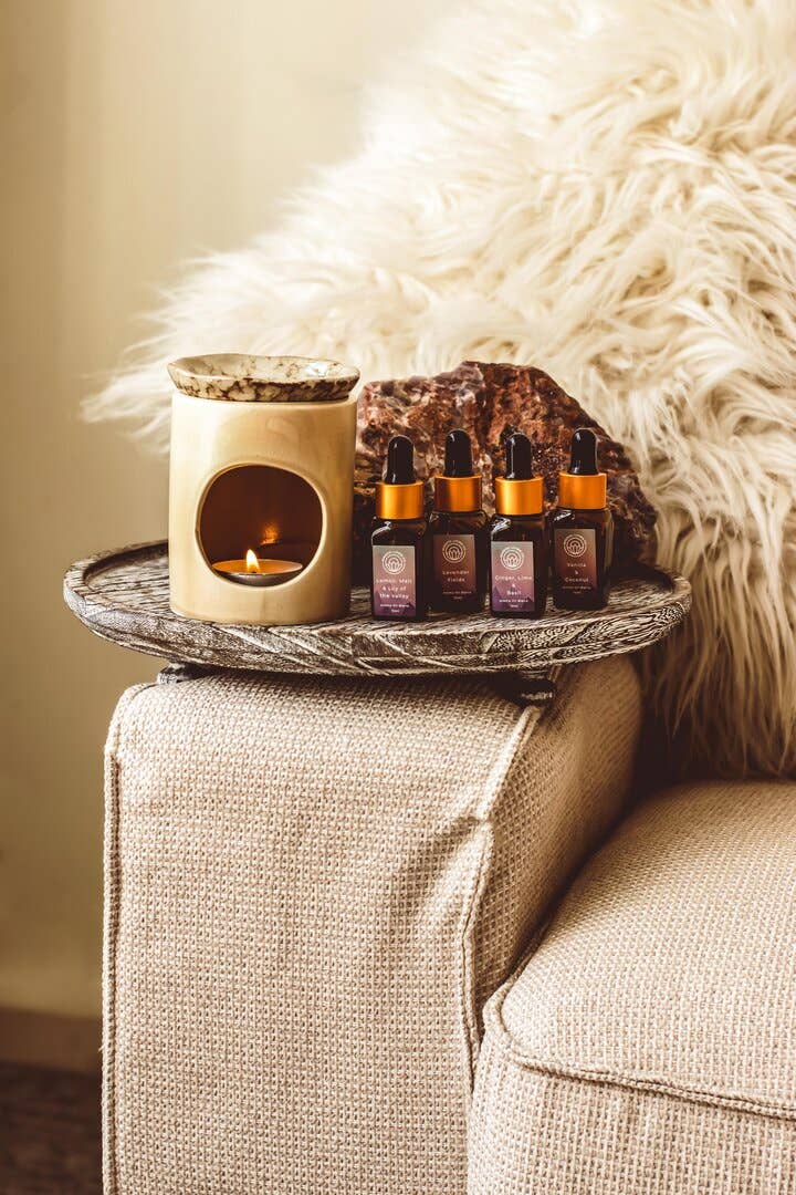 Handmade Ceramic Oil Burner - Sand / Speckled