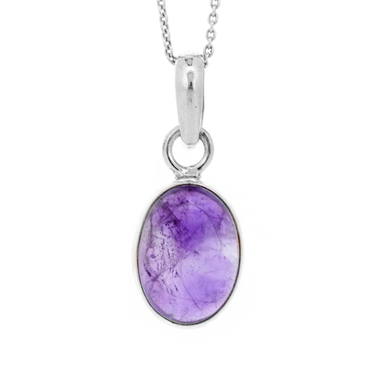 Oval Amethyst Pendant with 18" Trace Chain and Presentation