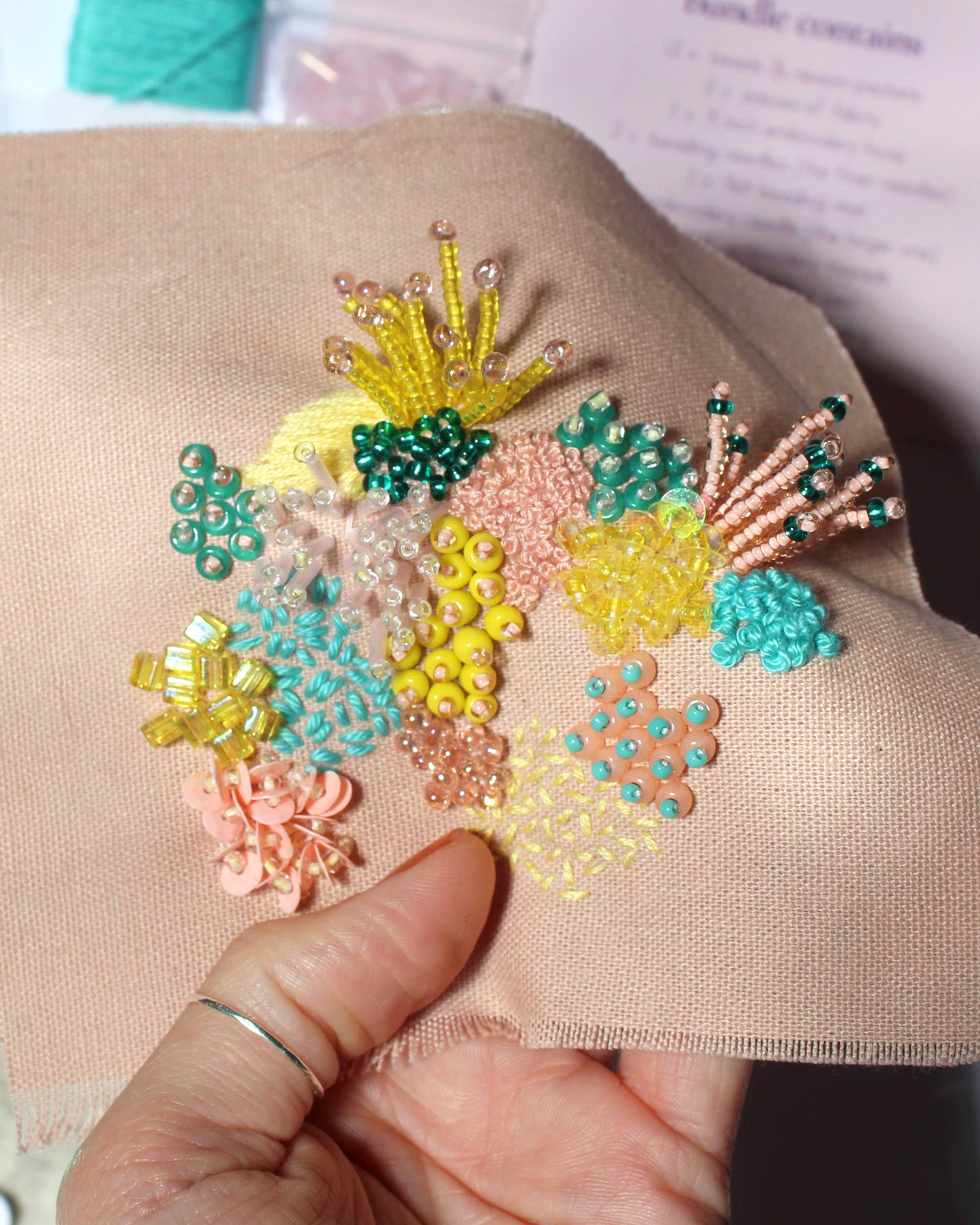 Beaded Embroidery Kit in Pastel