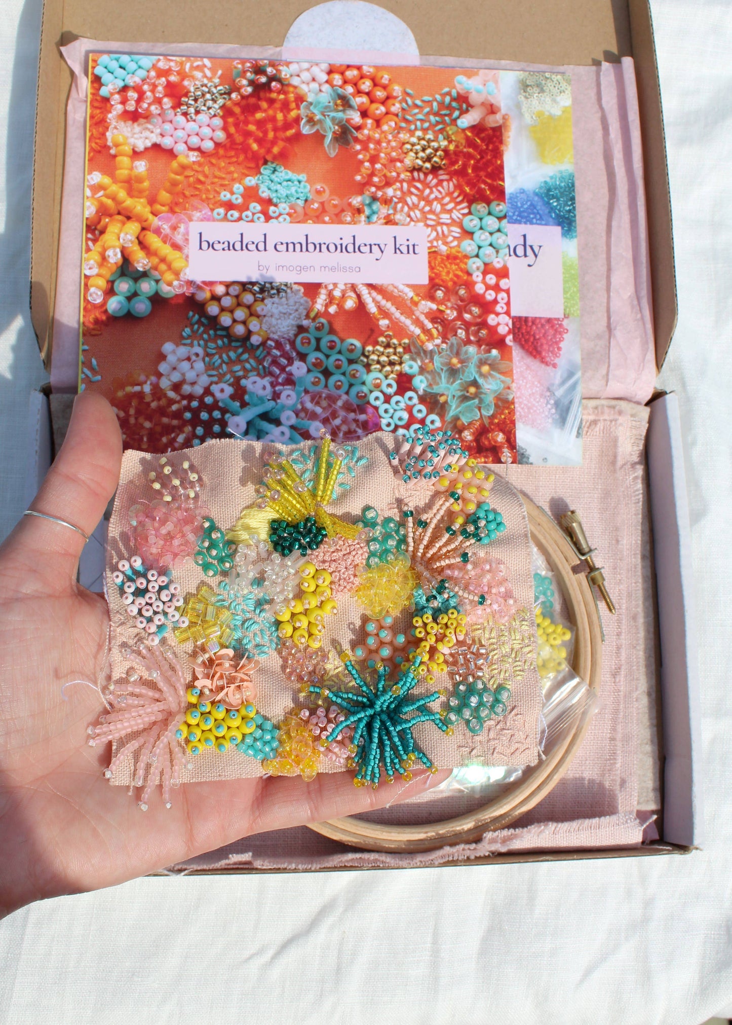 Beaded Embroidery Kit in Pastel