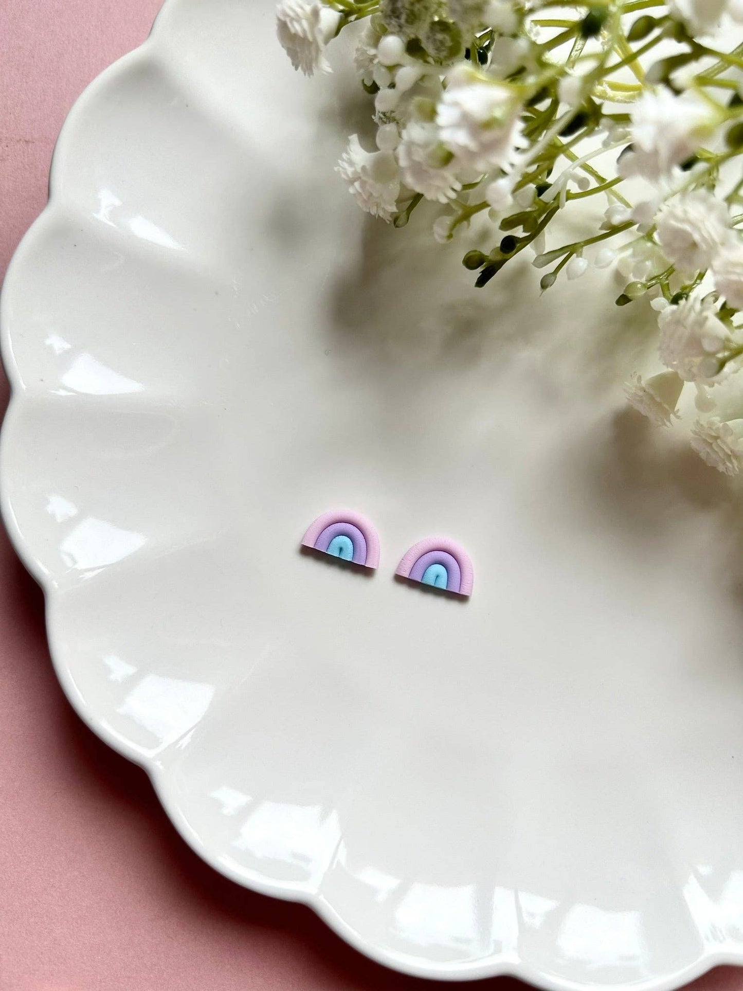 Colourful Rainbow Studs | Polymer Clay Earrings: Orange