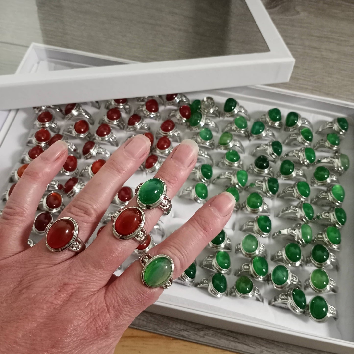 Gemstone Rings Assortment – 100 or 50 Mixed Stone Rings : Assorted 100