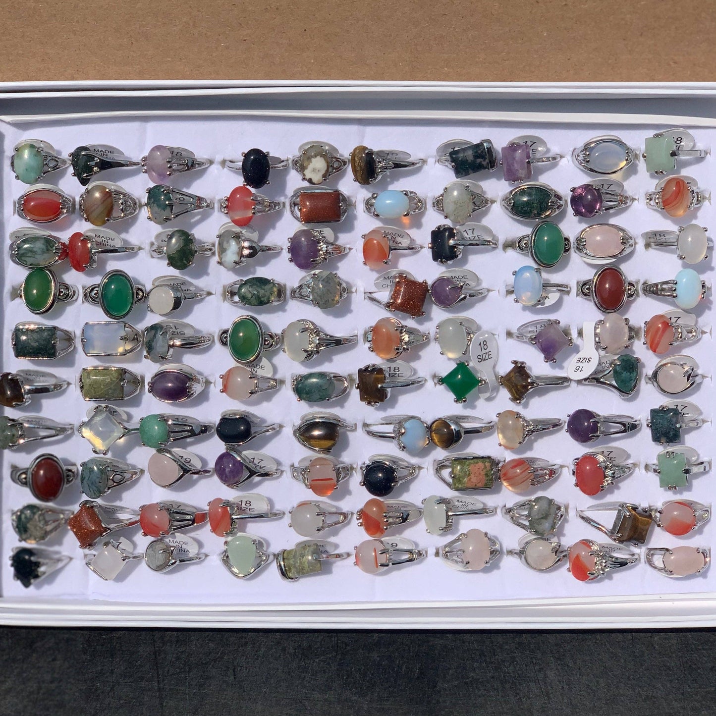 Gemstone Rings Assortment – 100 or 50 Mixed Stone Rings : Assorted 100