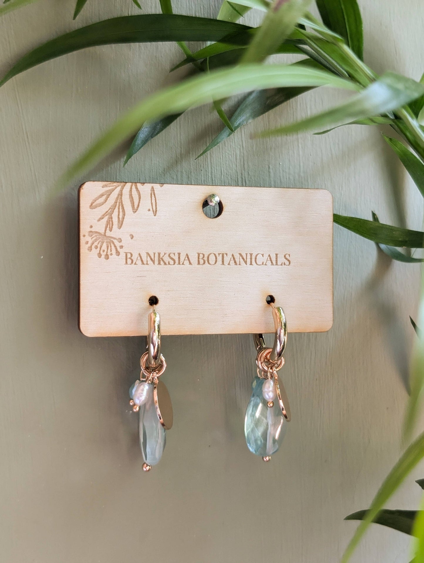 Blue Charm Huggie Earrings