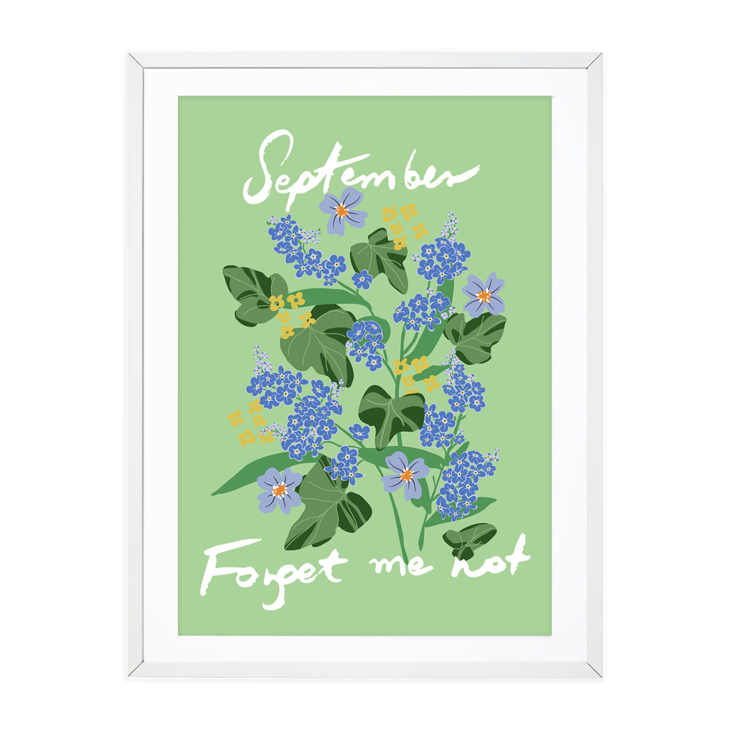 Birth Flower Print September - Forget Me Not - A6