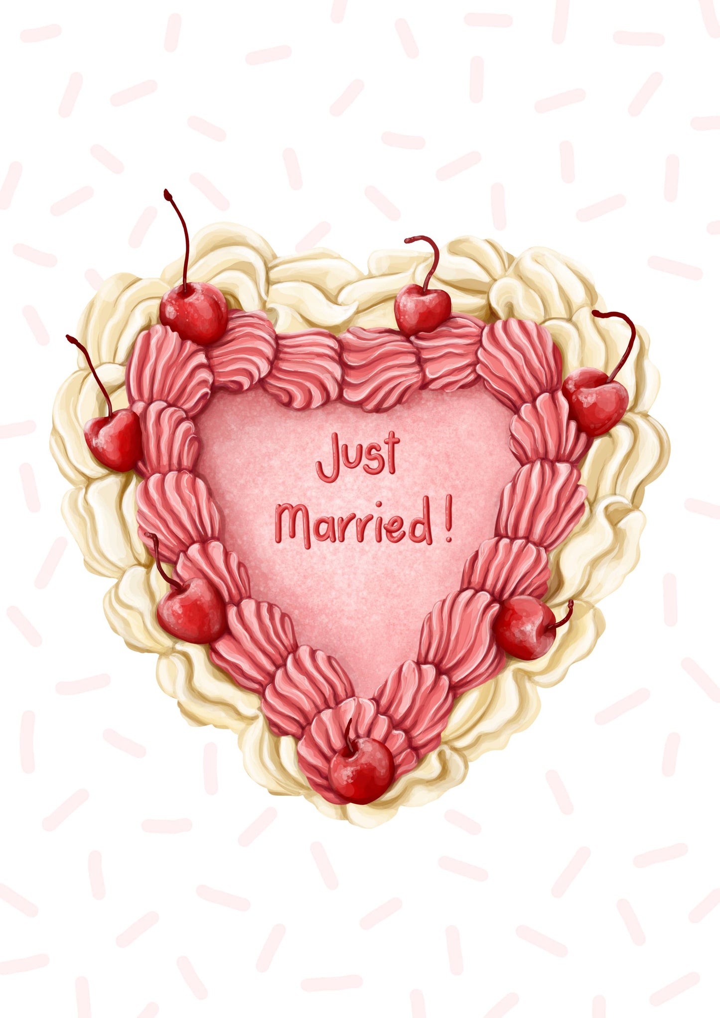 Just Married, Newlywed Cake Themed Greeting Card