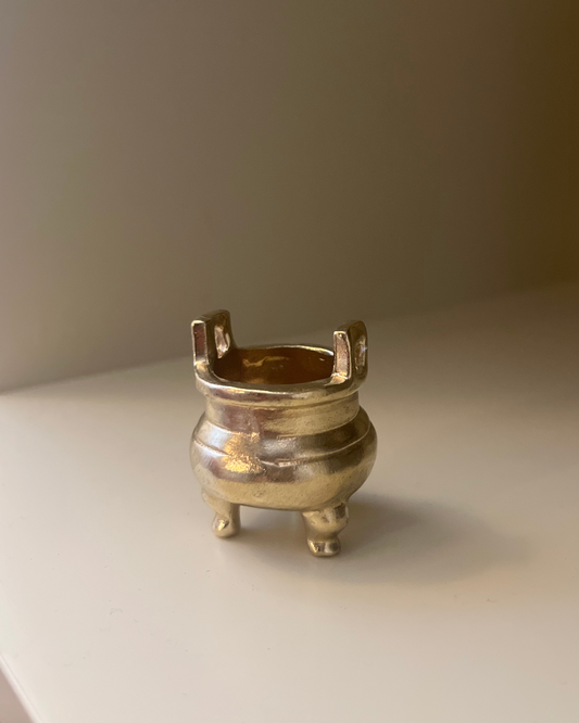 Chinese Ritual Brass Cauldron Incense Burner
