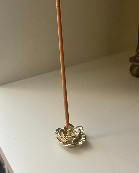 Brass Rose Flower Incense Holder Burner