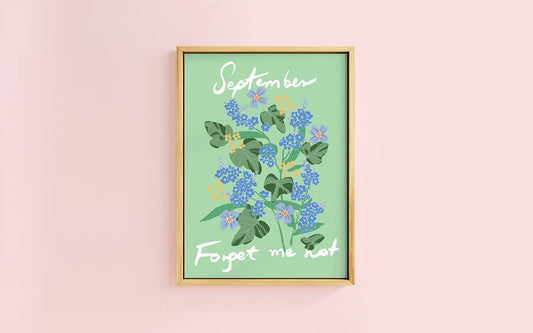 Birth Flower Print September - Forget Me Not - A6