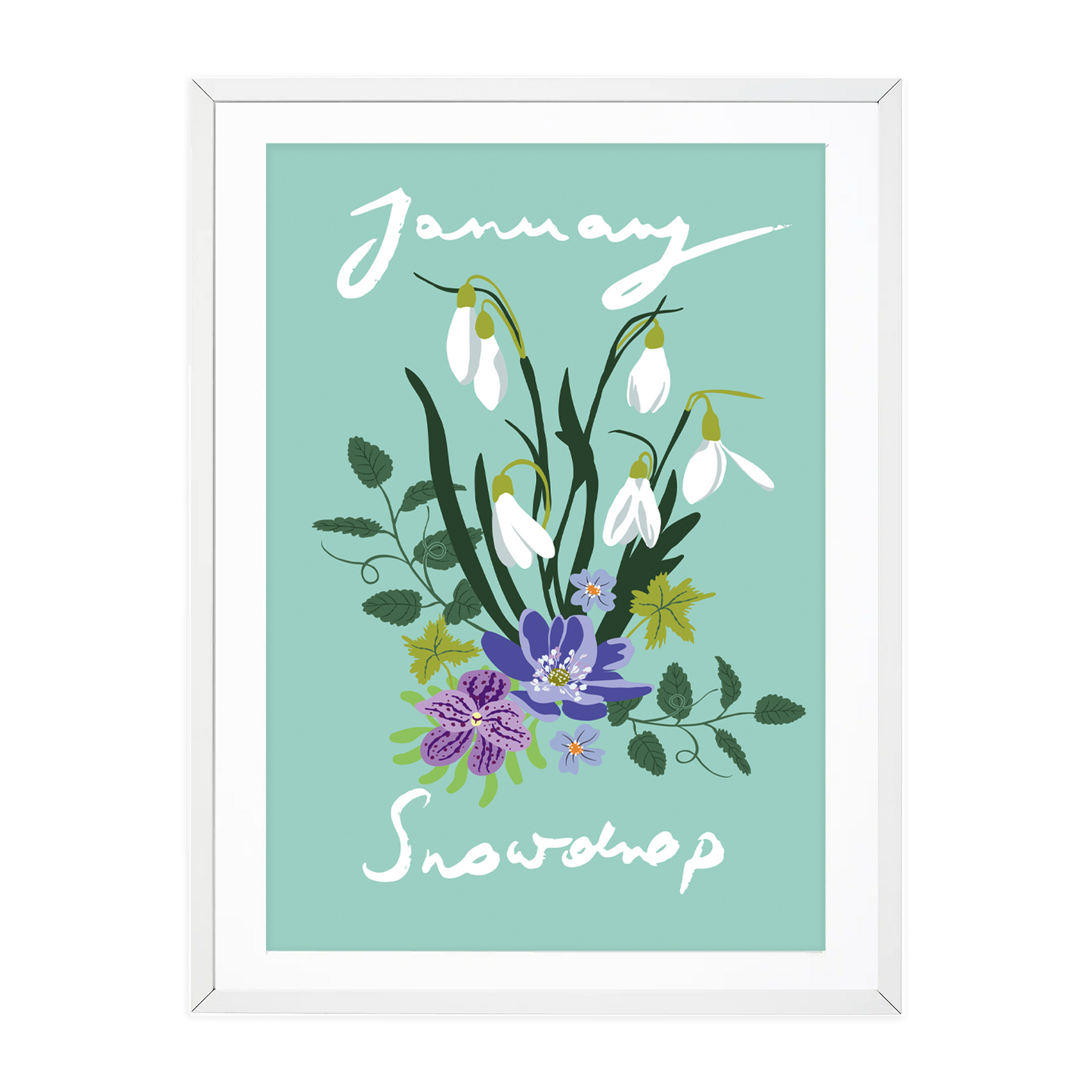 Birth Flower Print January - Snowdrop - A6