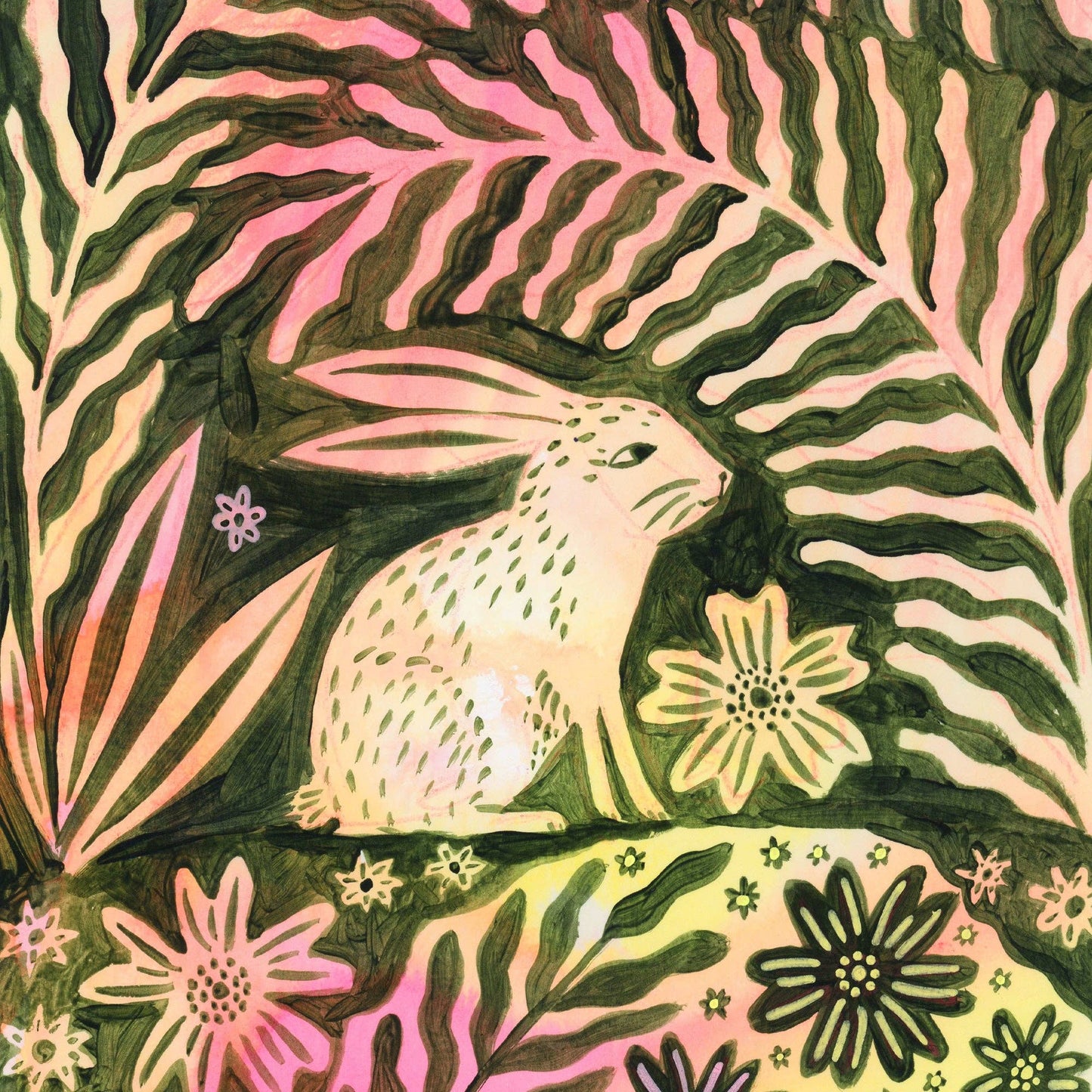 Fern Bunny Art Print: A4
