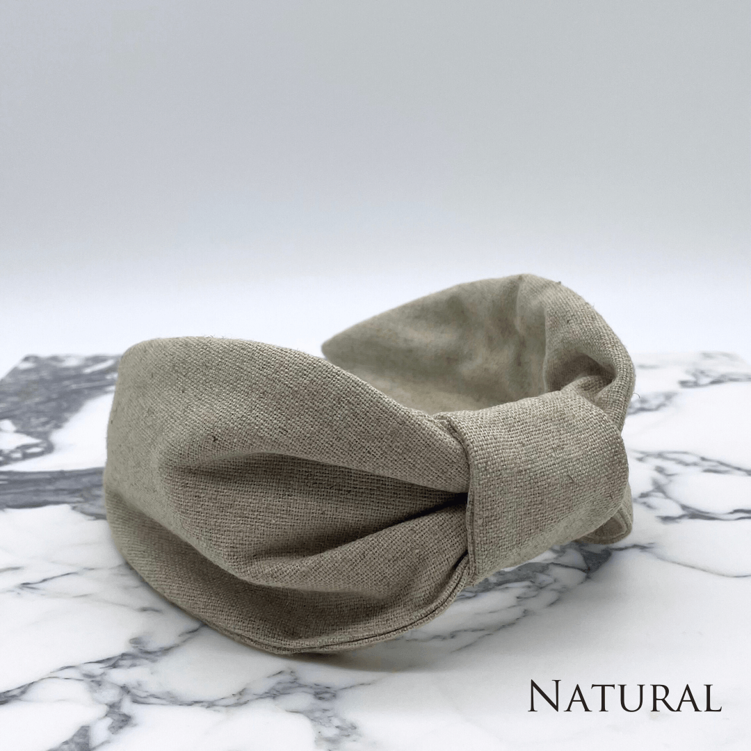Luxury Linen Flat Knot Headband - 8 COLOURS: Fern