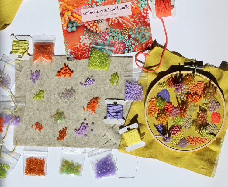 Beaded Embroidery Kit In Bright