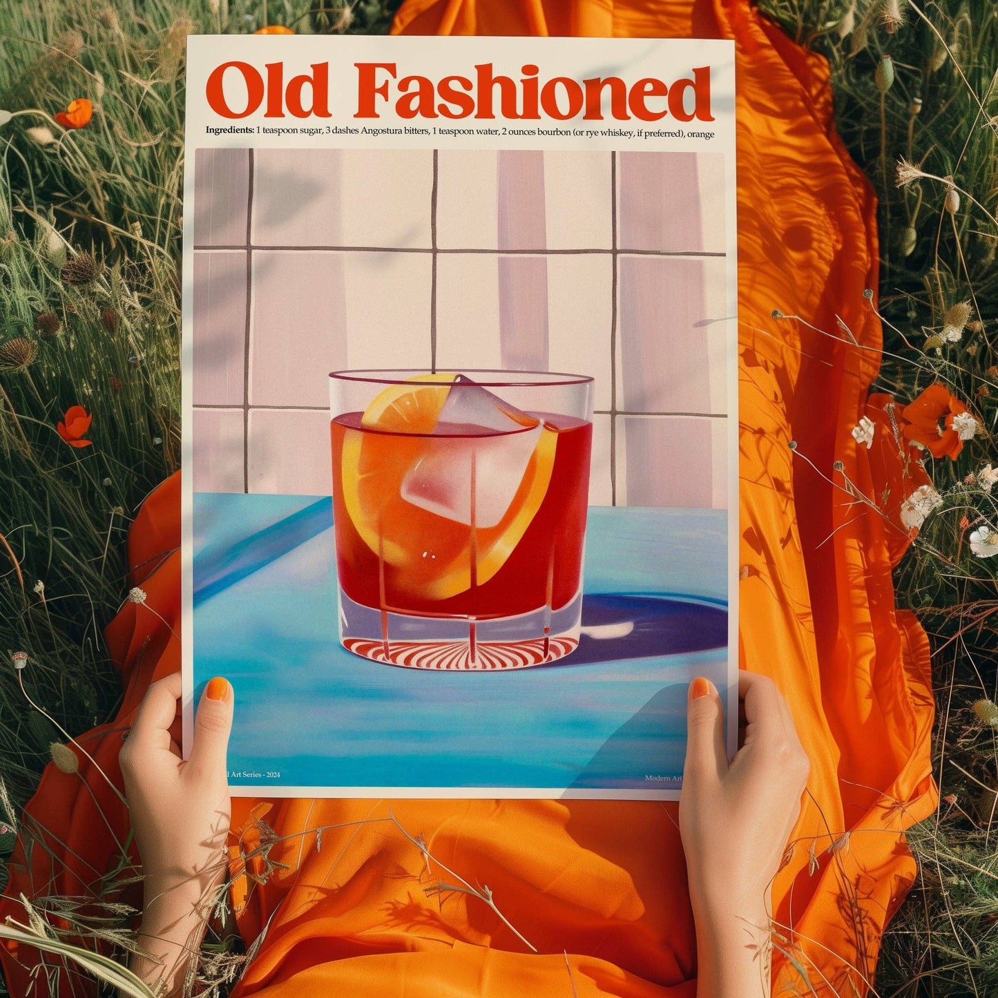 Old Fashioned Cocktail Print: A4