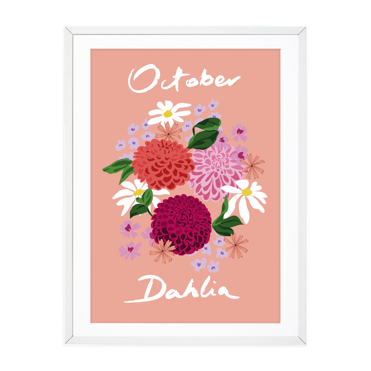 Birth Flower Print October - Dahlia  - A6