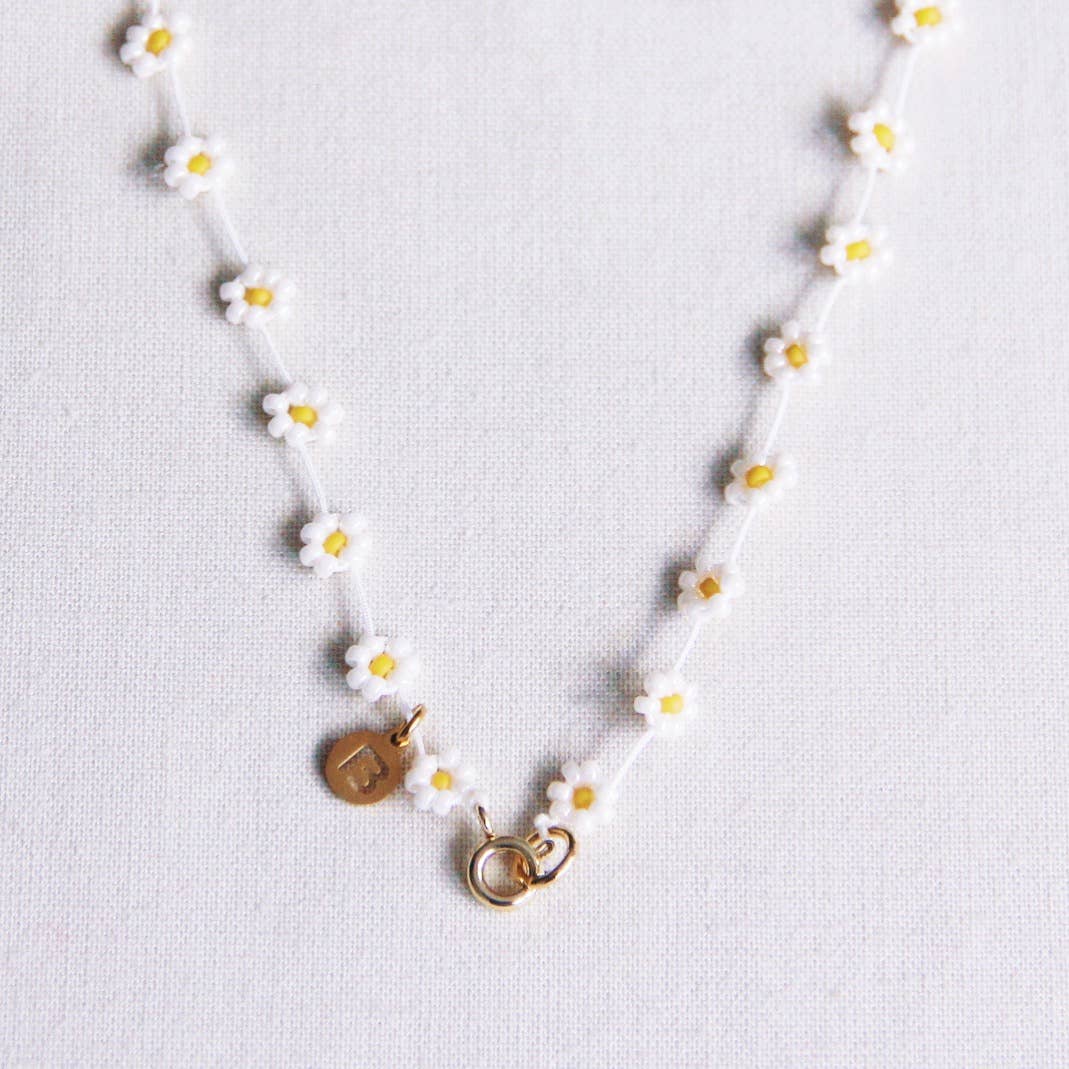 Daisy flower necklace - white/yellow