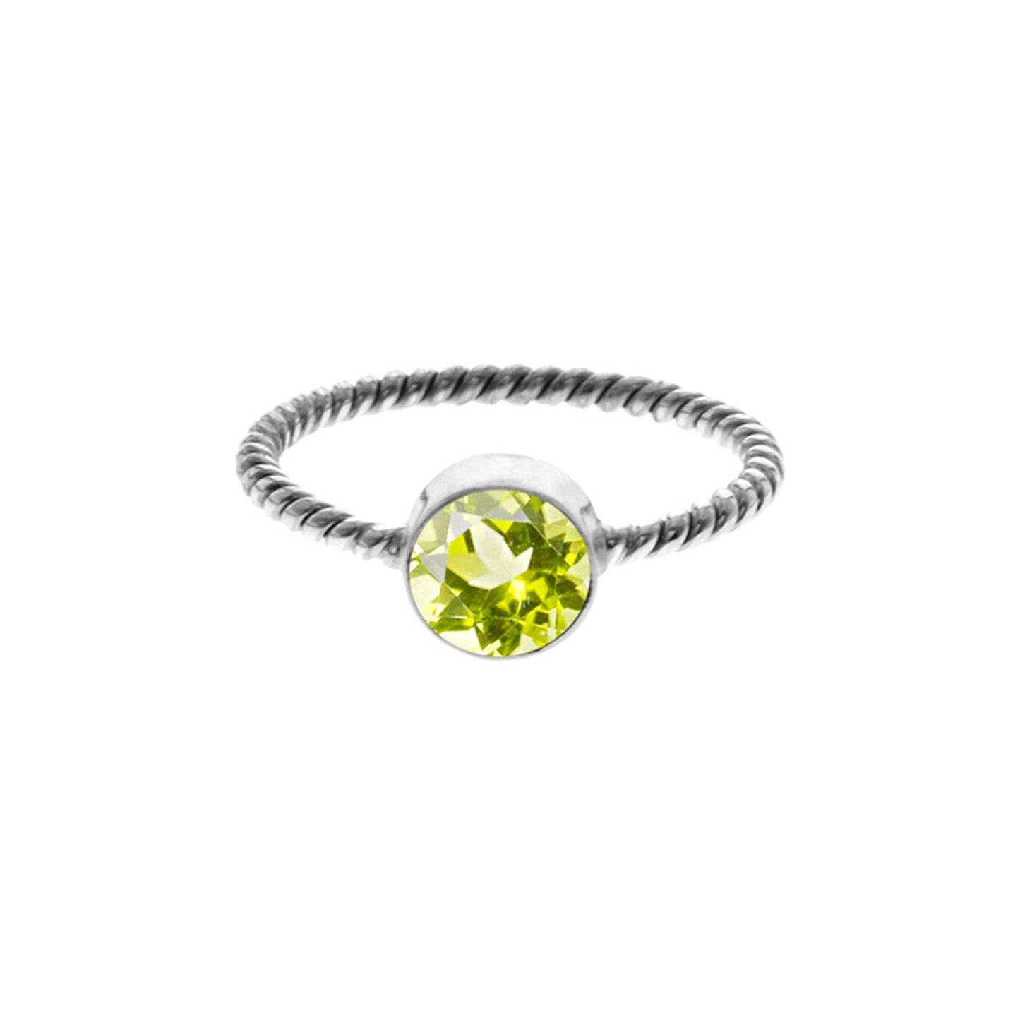 Catalina peridot facet rope band ring: M