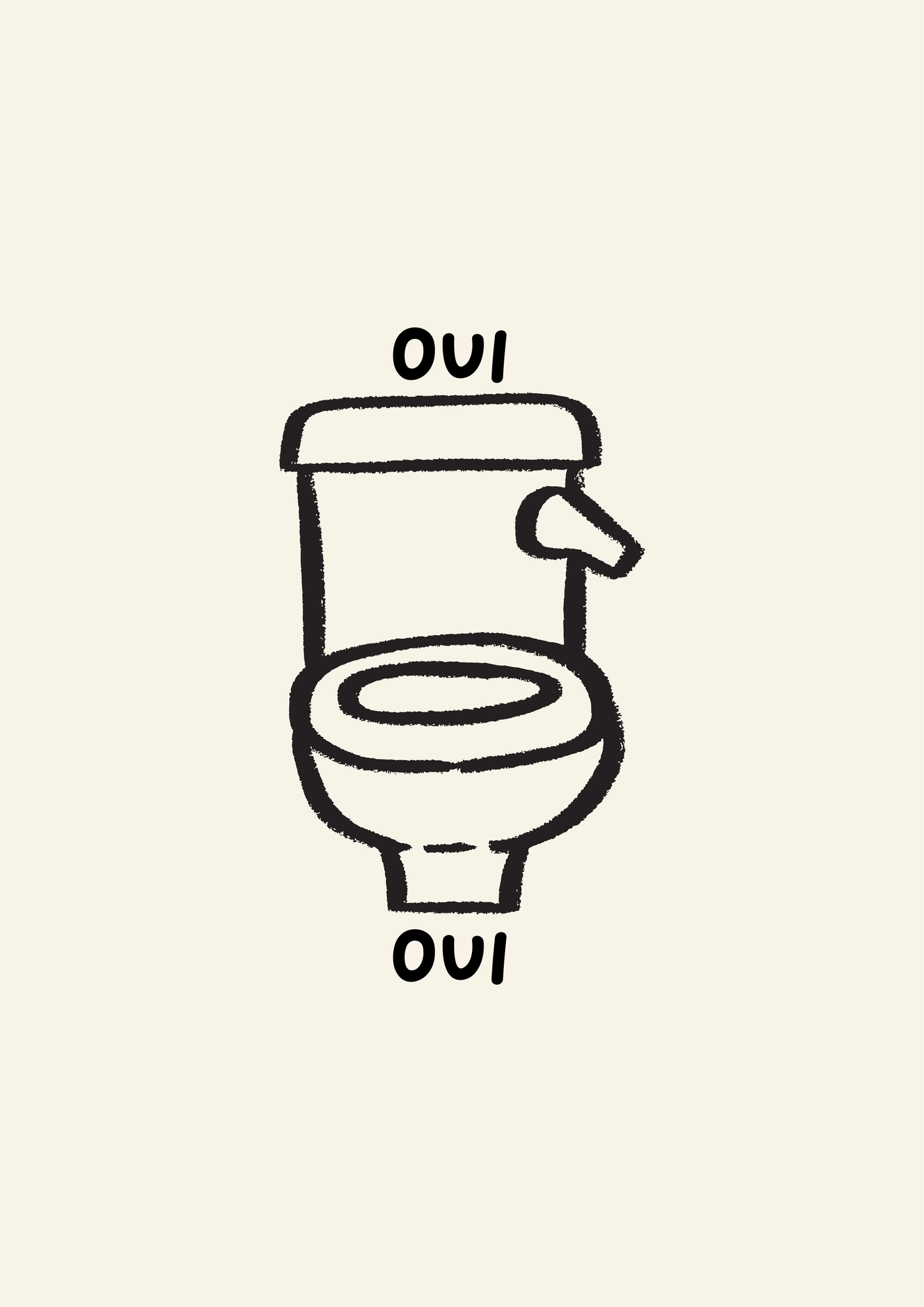 Oui Oui Bathroom Print: A4