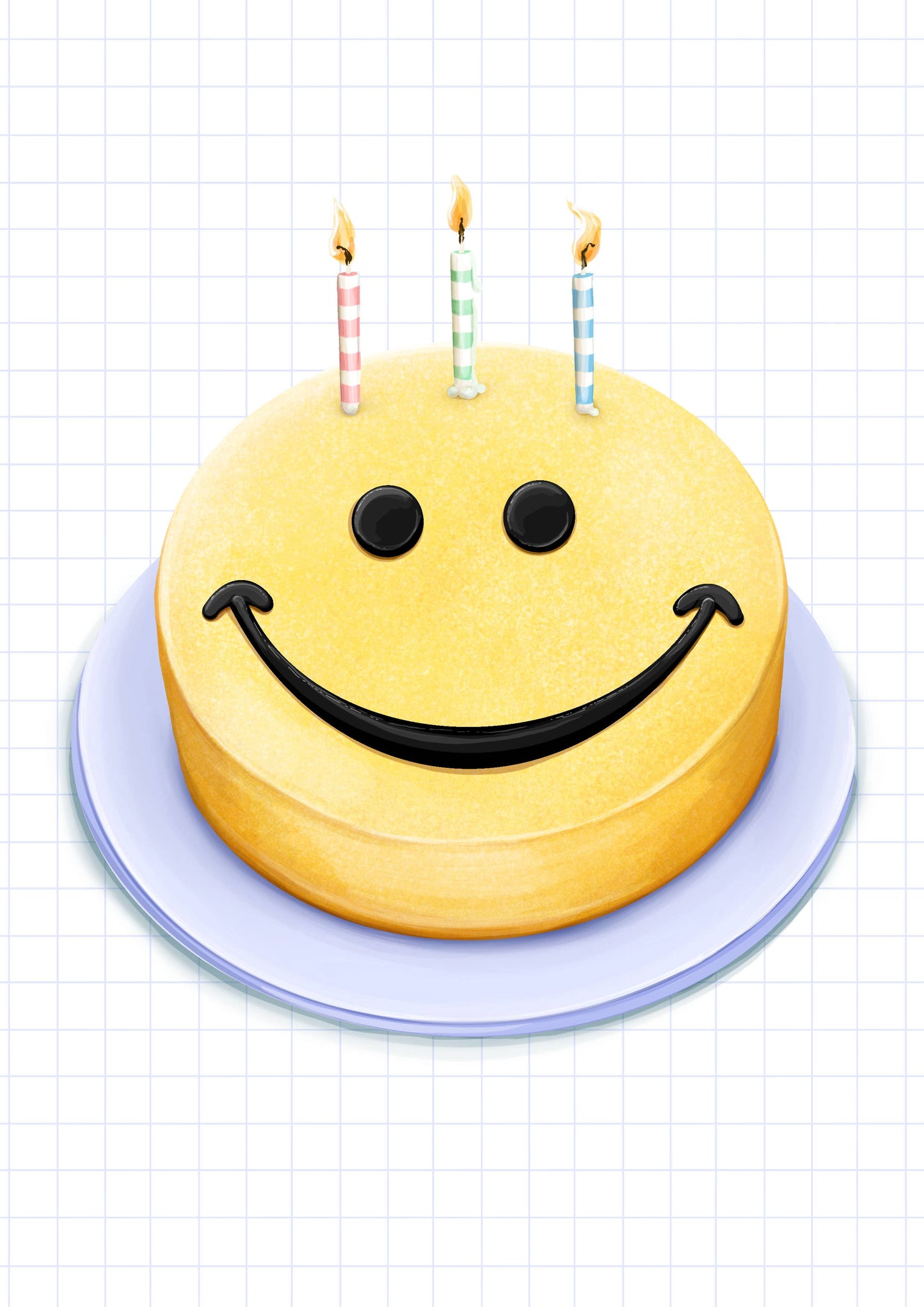 Smile Birthday 90's Food Candle Cake Greeting Card