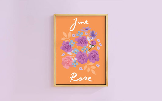 Birth Flower Print June - Rose - A6