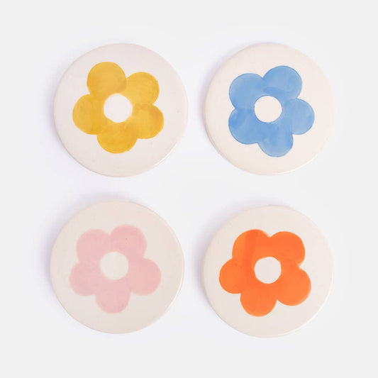 Handpainted Round Floral Coaster
