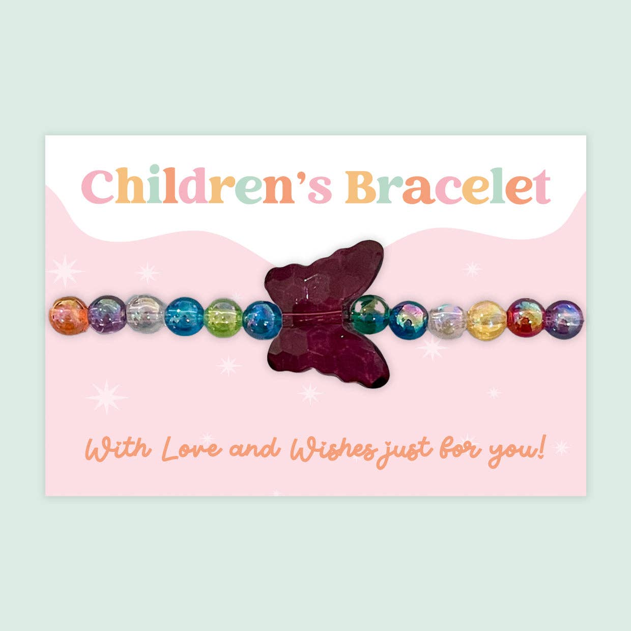 Butterfly Rainbow - Children's Beaded Bracelet