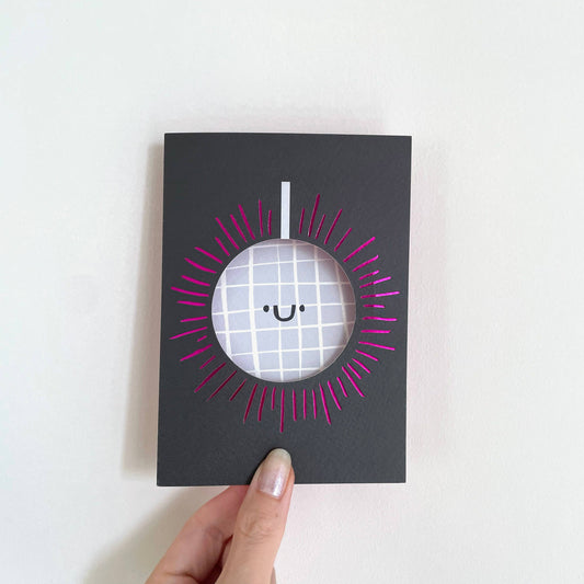 Disco ball - Birthday Card - Fun - Party Times - Cute - Foil