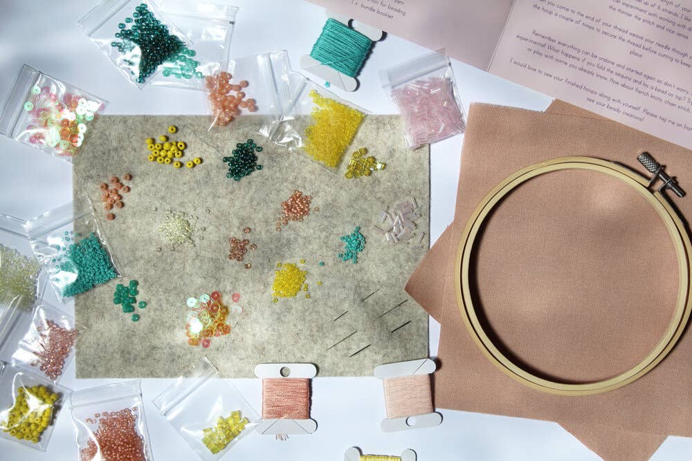 Beaded Embroidery Kit in Pastel