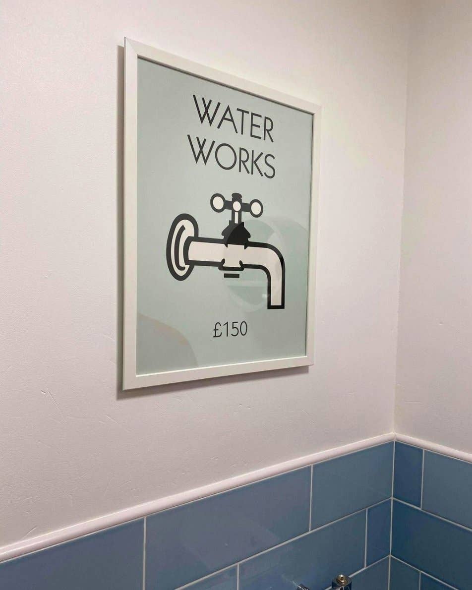 Retro Water Works Monopoly Print: Green / A4