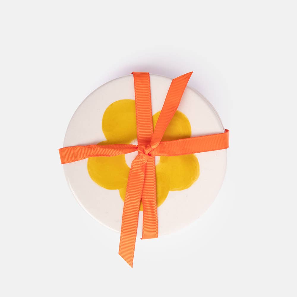 Handpainted Round Floral Coaster