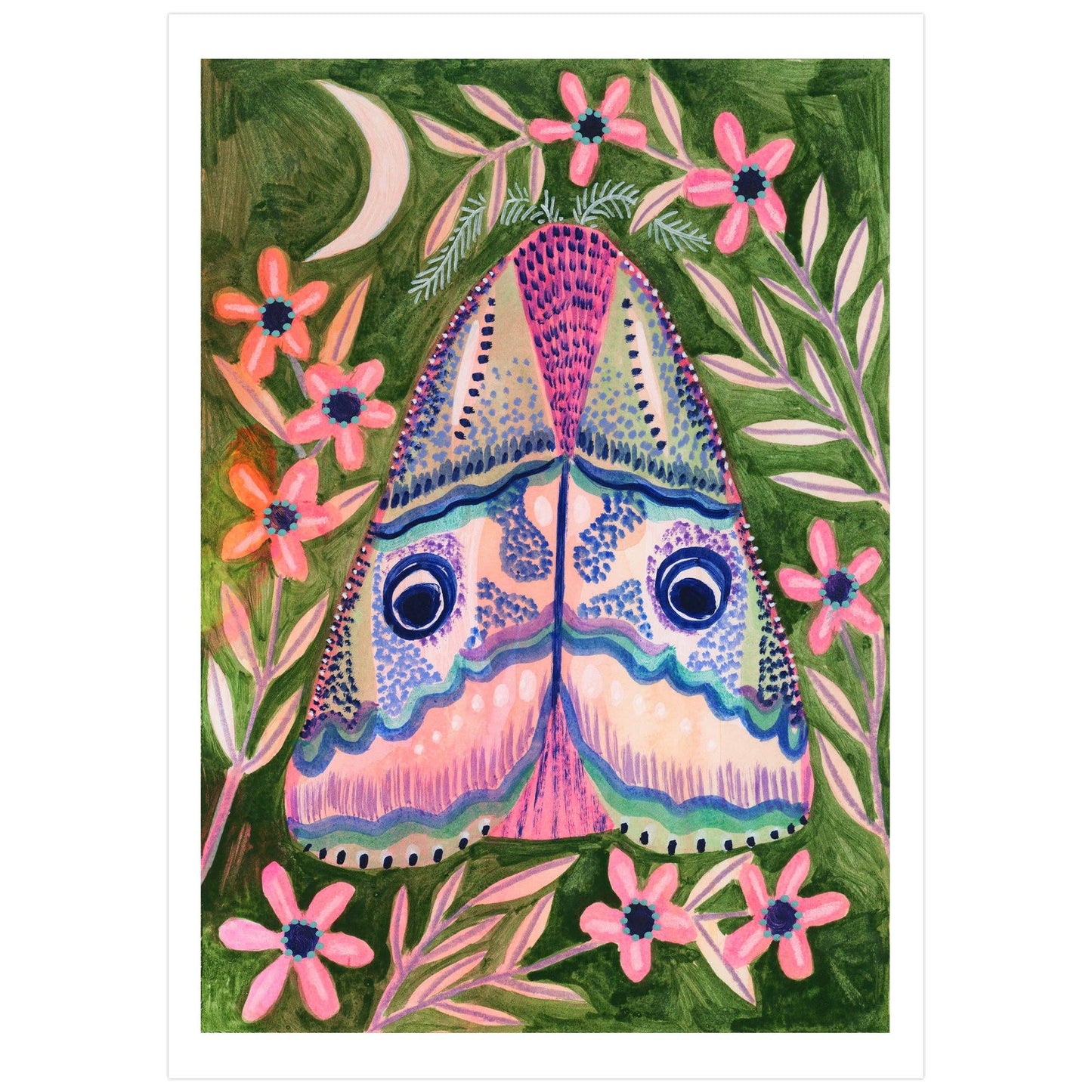 Pink Luna Moth Art Print: A4