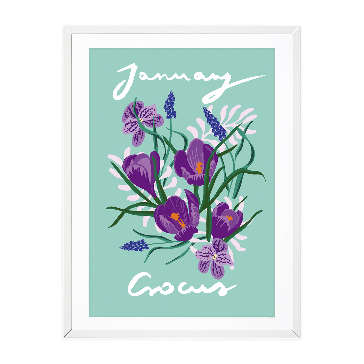 Birth Flower Print January - Crocus - A6