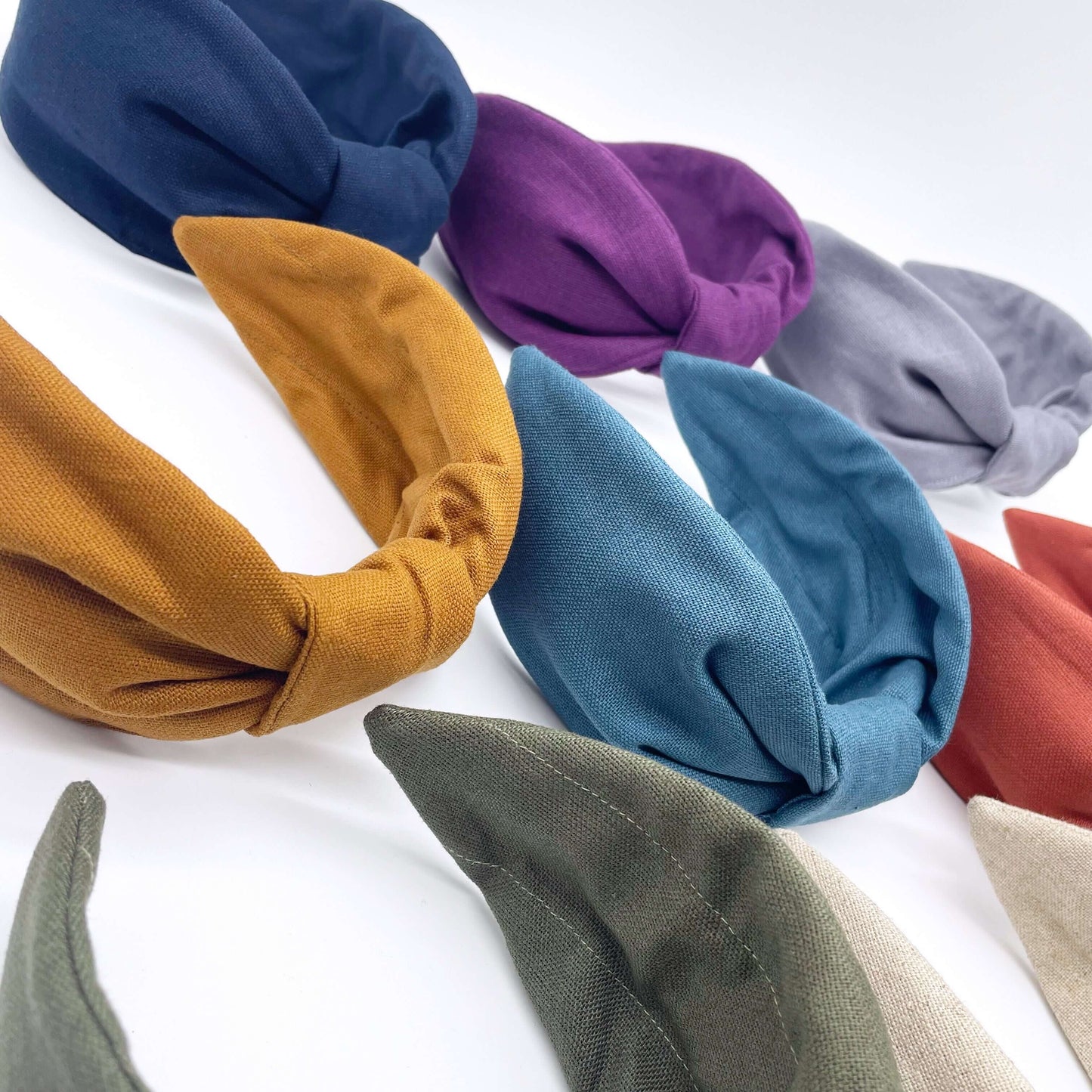 Luxury Linen Flat Knot Headband - 8 COLOURS: Fern