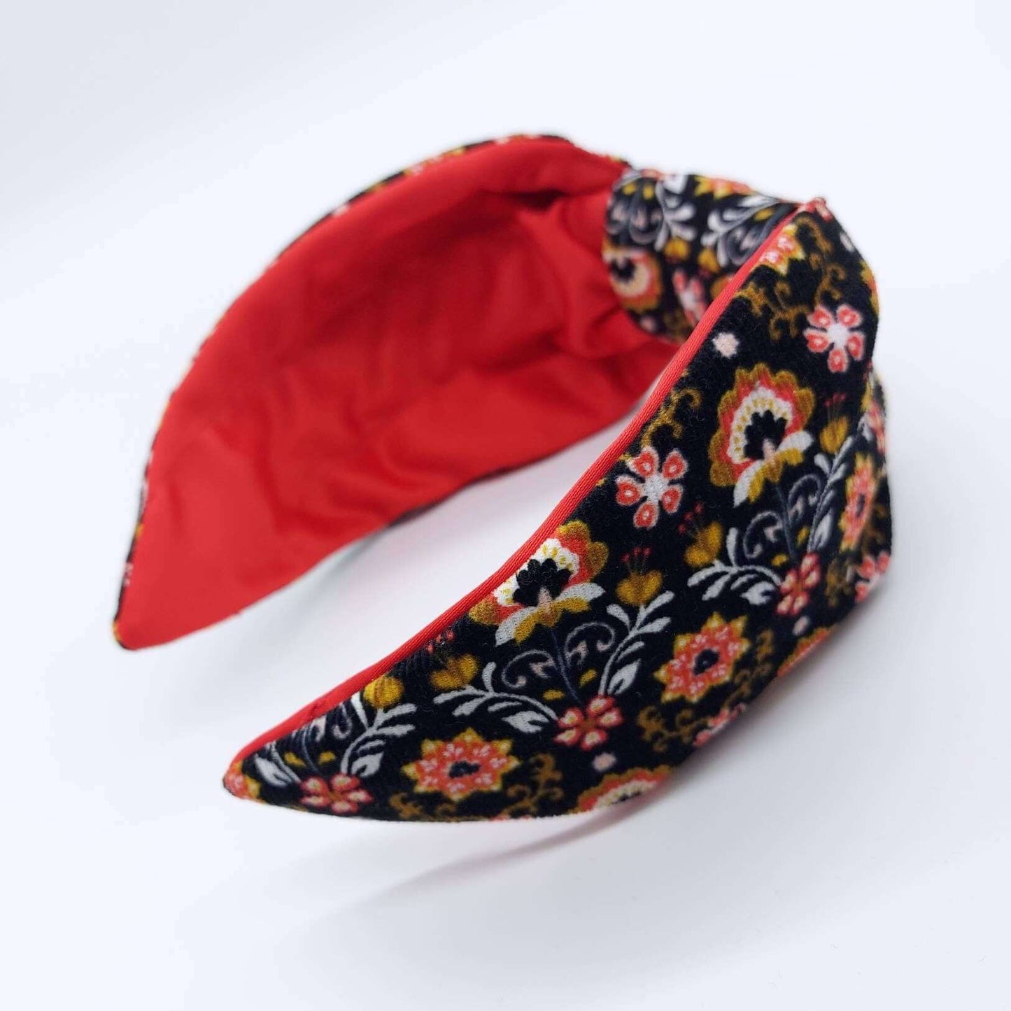 Scandinavian Black Corduroy Flat Knot Headband: Black Poly-Viscose