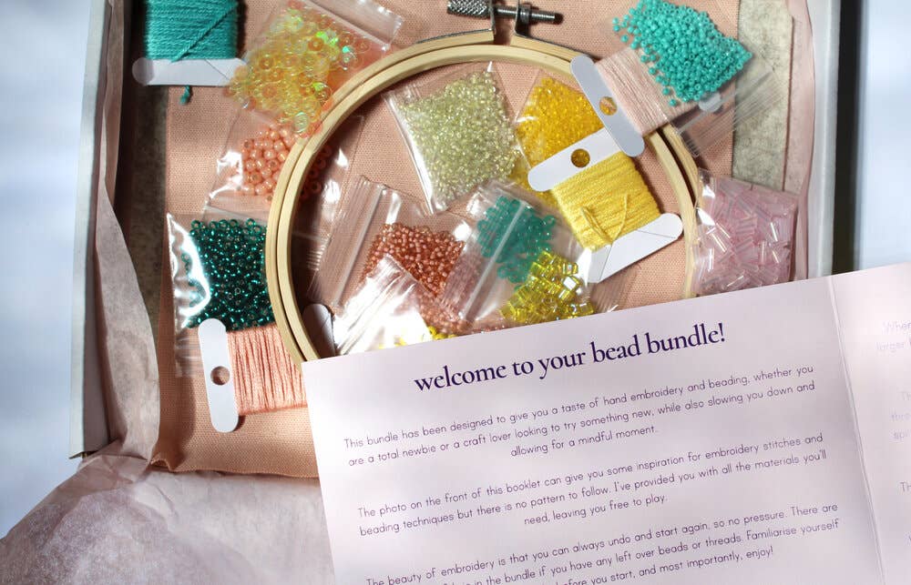 Beaded Embroidery Kit in Pastel