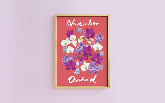 Birth Flower Print November - Orchid  - A6