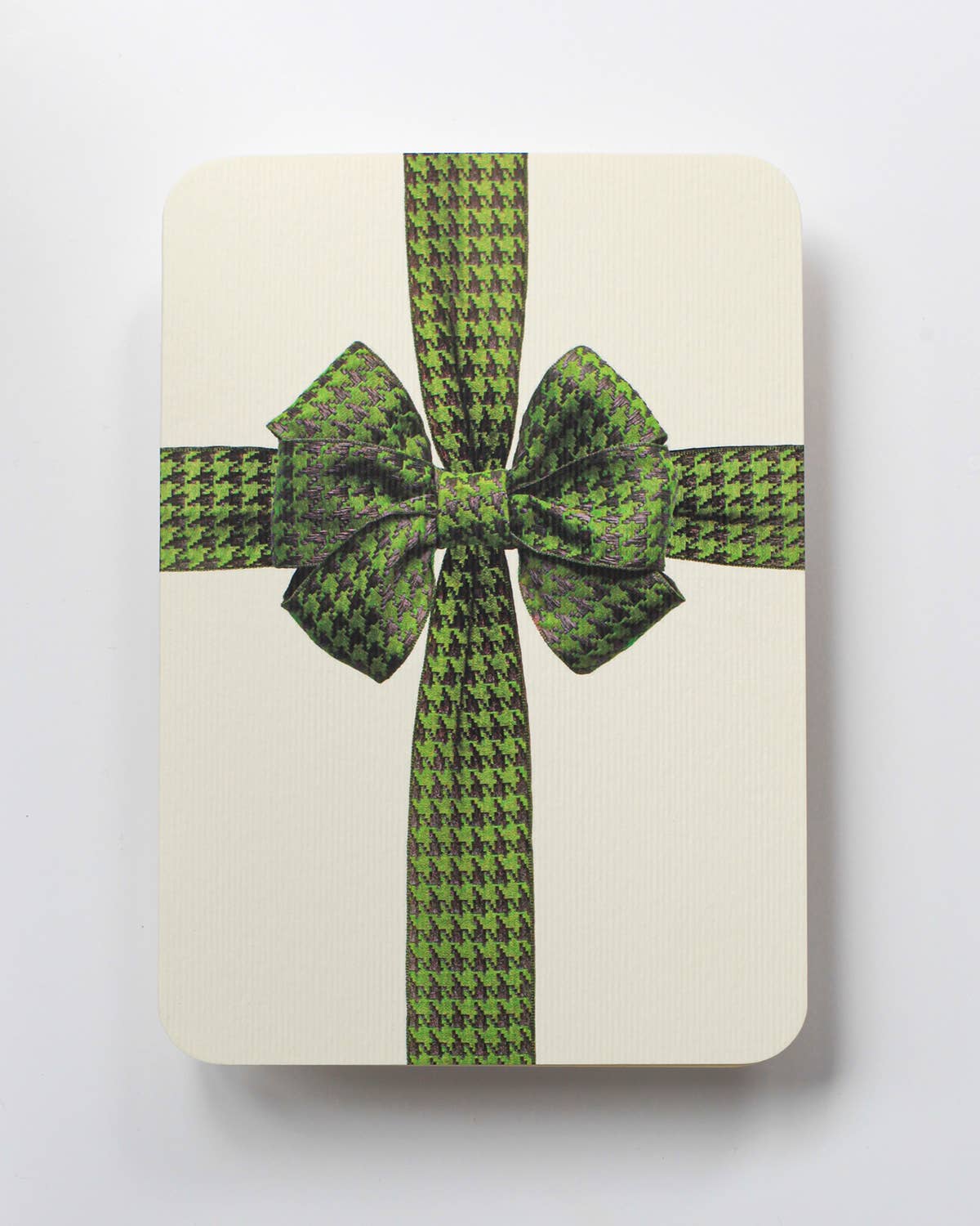 Green Houndstooth Bow Greeting Card