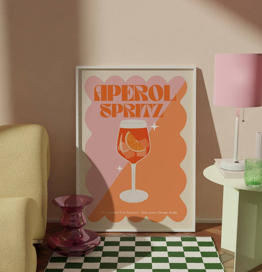 Aperol Spritz Cocktail Print: A4