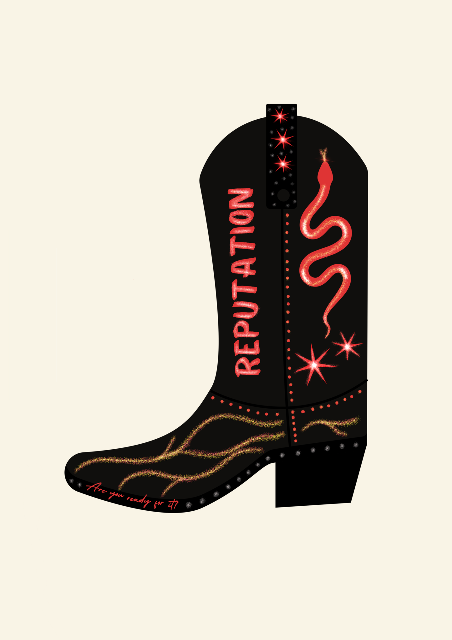 Reputation Cowgirl Boot print: A4