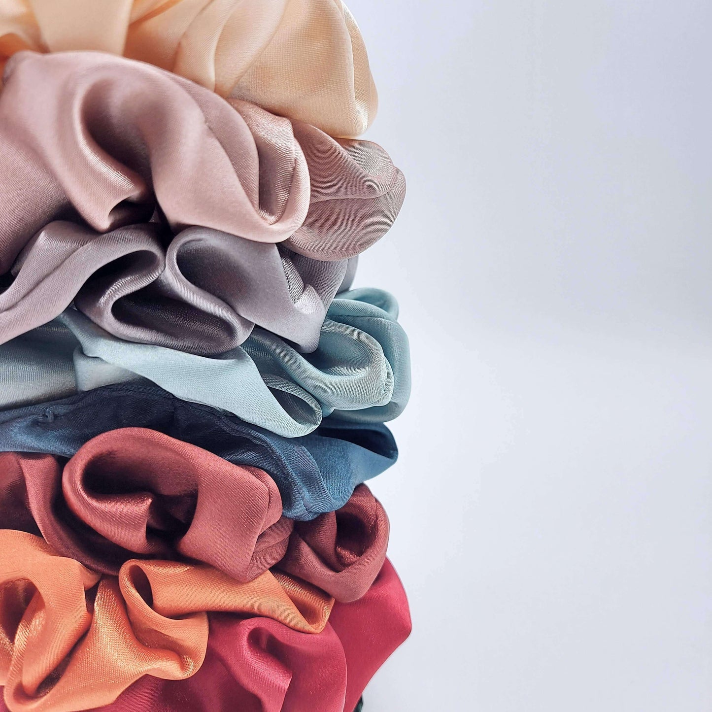 Luxury Satin Scrunchies in 4 SIZES: Regular / Cream