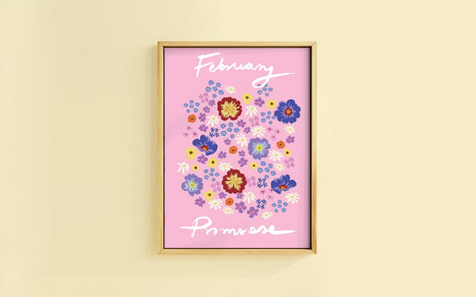 Birth Flower Print February- Primrose - A6