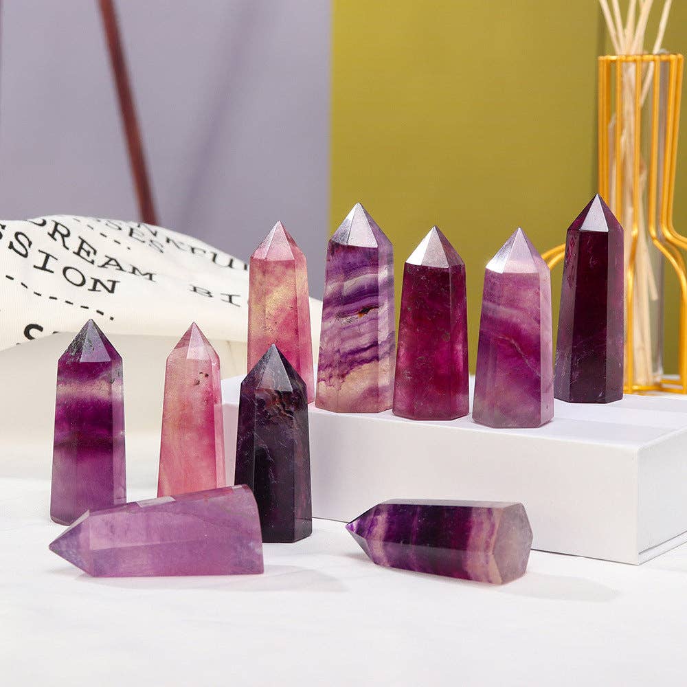 Purple Fluorite Crystal Obelisk Tower Point