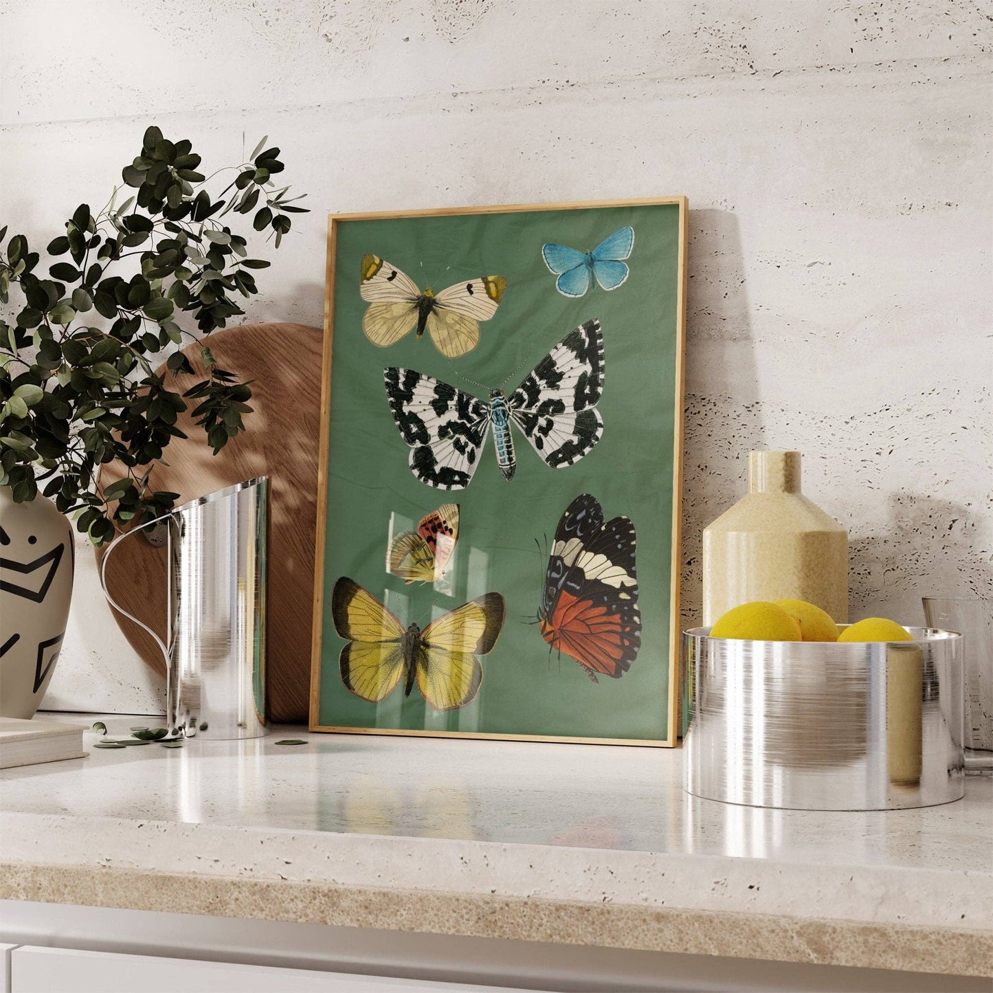 Butterflies Green Print: A3