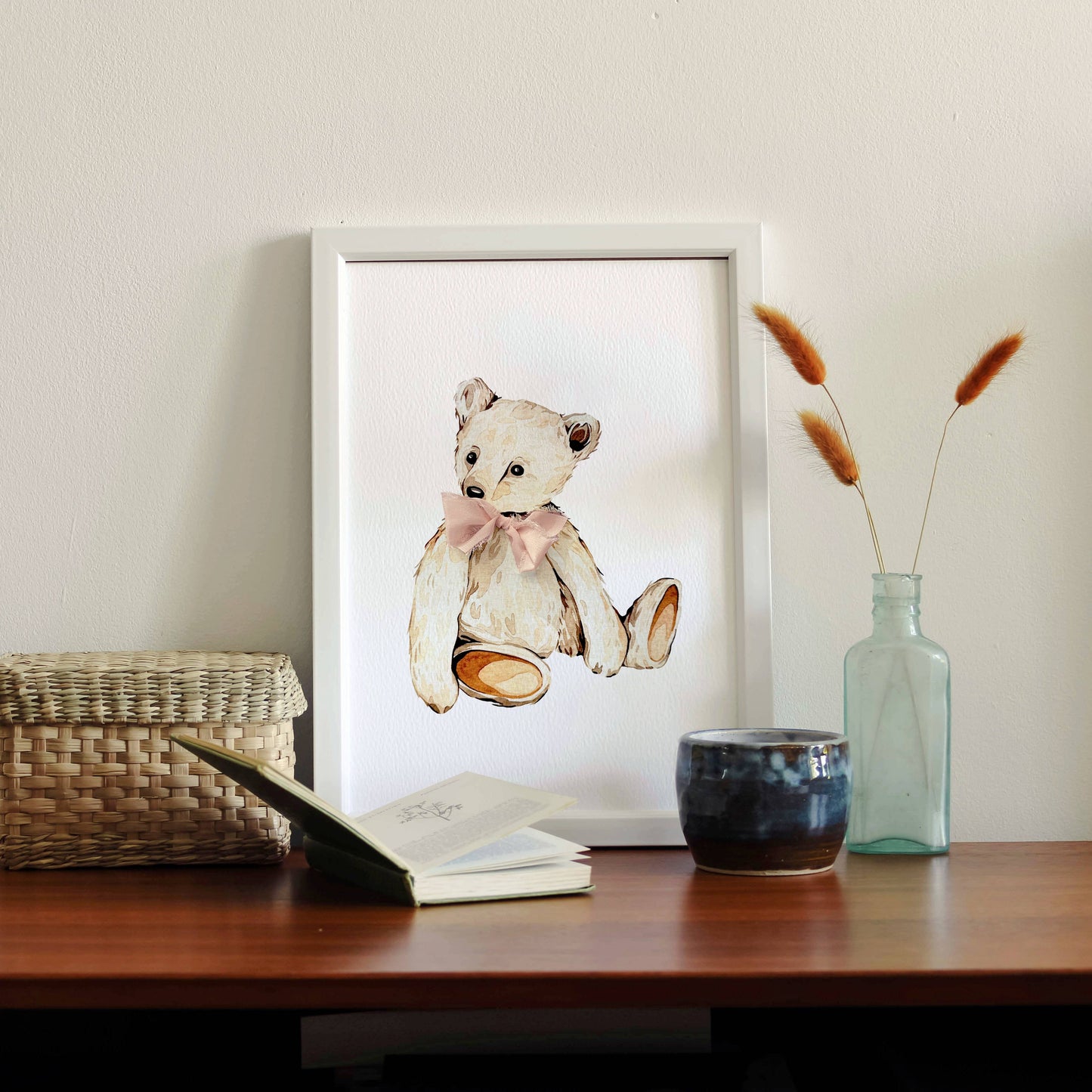 Teddy Bear Watercolour Sustainable A4 Wall Art Print